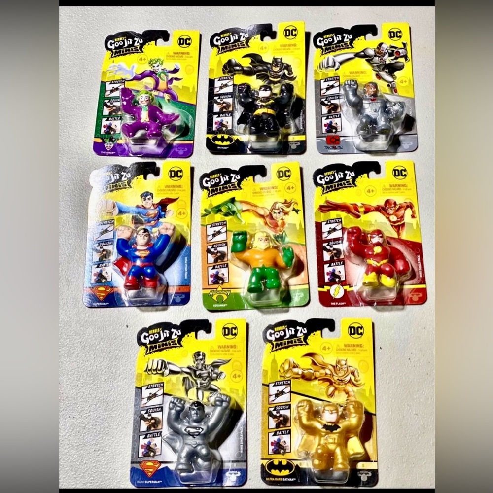 Goo Jit Zu DC Mini Super Heroes Rare & Ultra Rare Gold - Complete Set of 8